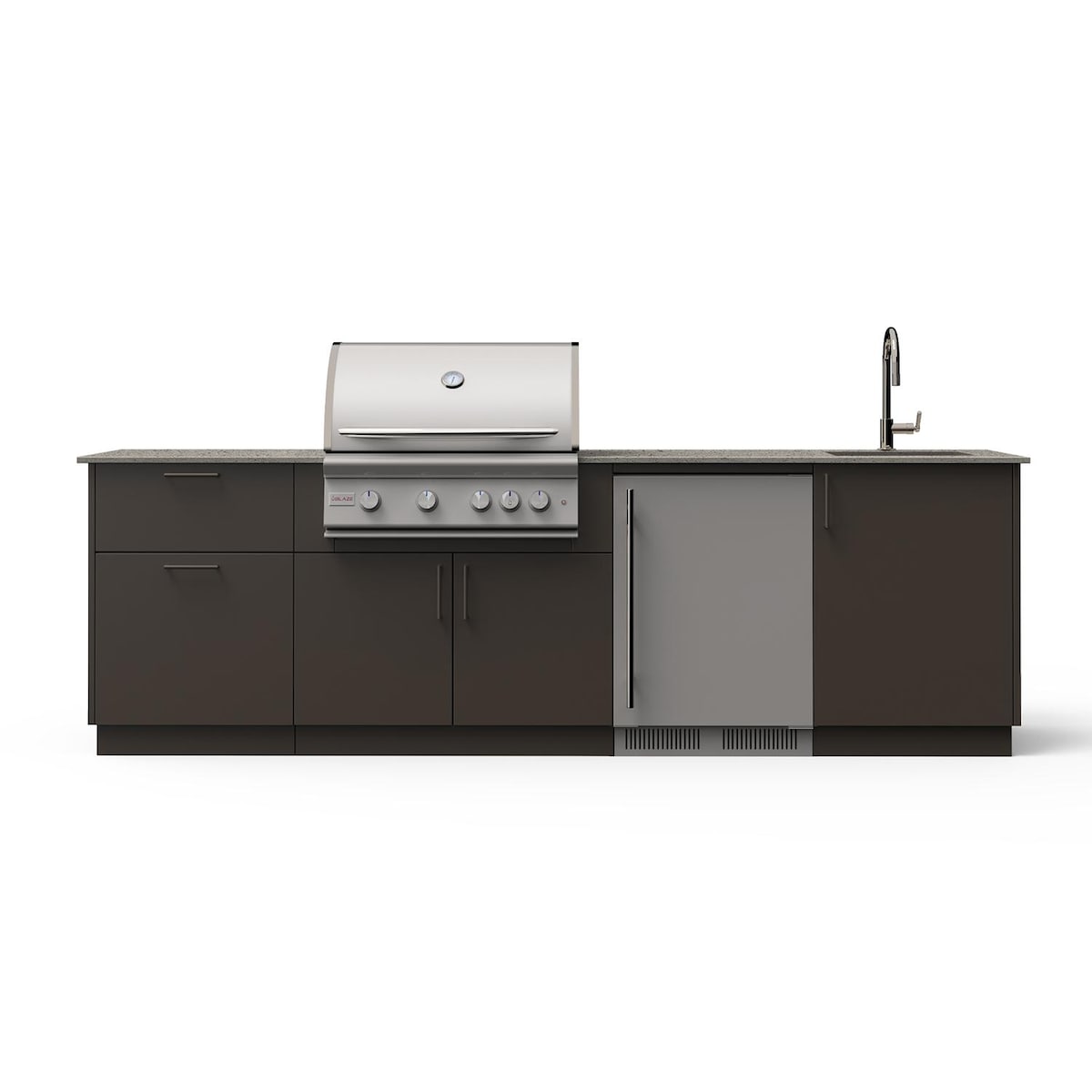 Blaze Golden Hour 10-Ft Outdoor Kitchen Island w/ 32-Inch Premium LTE3+ Gas Grill, Fridge, Sink