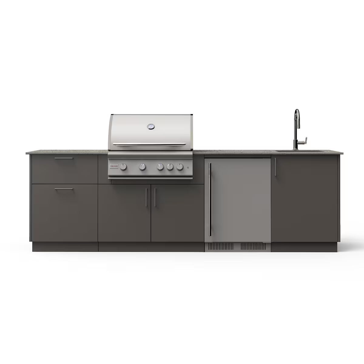 Blaze Golden Hour 10-Ft Outdoor Kitchen Island w/ 32-Inch Premium LTE3+ Gas Grill, Fridge, Sink