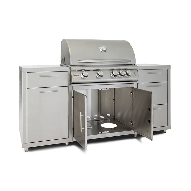 Blaze 6 ft Stainless Steel BBQ Island w Premium LTE2 32 in. Gas Grill Outdoorzy