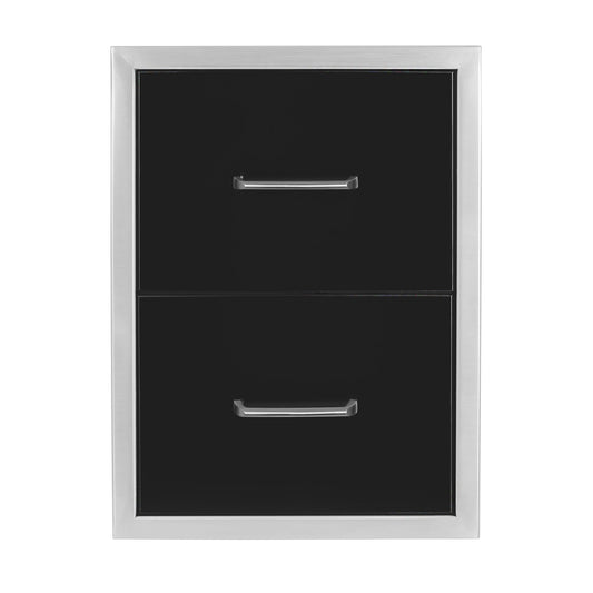 Black Stainless Steel Double Drawer - 16" x 22"