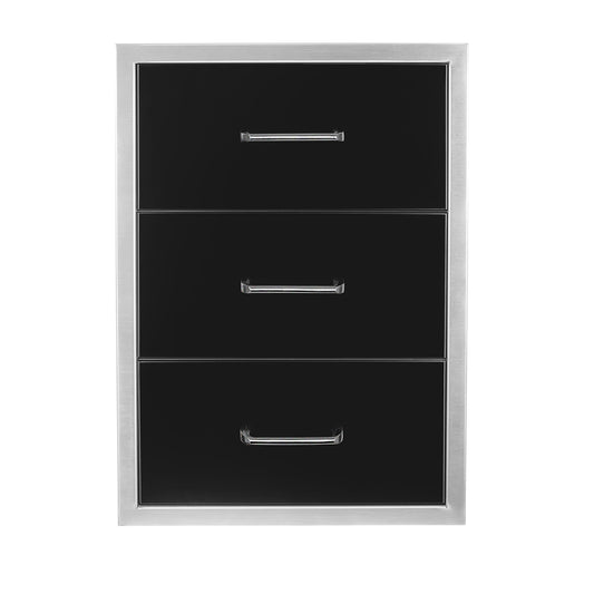 Black Stainless Steel Triple Drawer - 19" x 26"