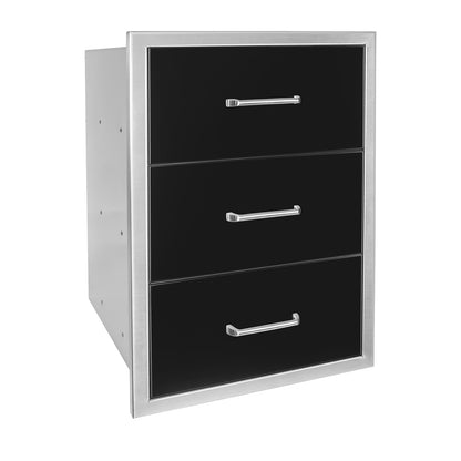 Black Stainless Steel Triple Drawer - 19" x 26"