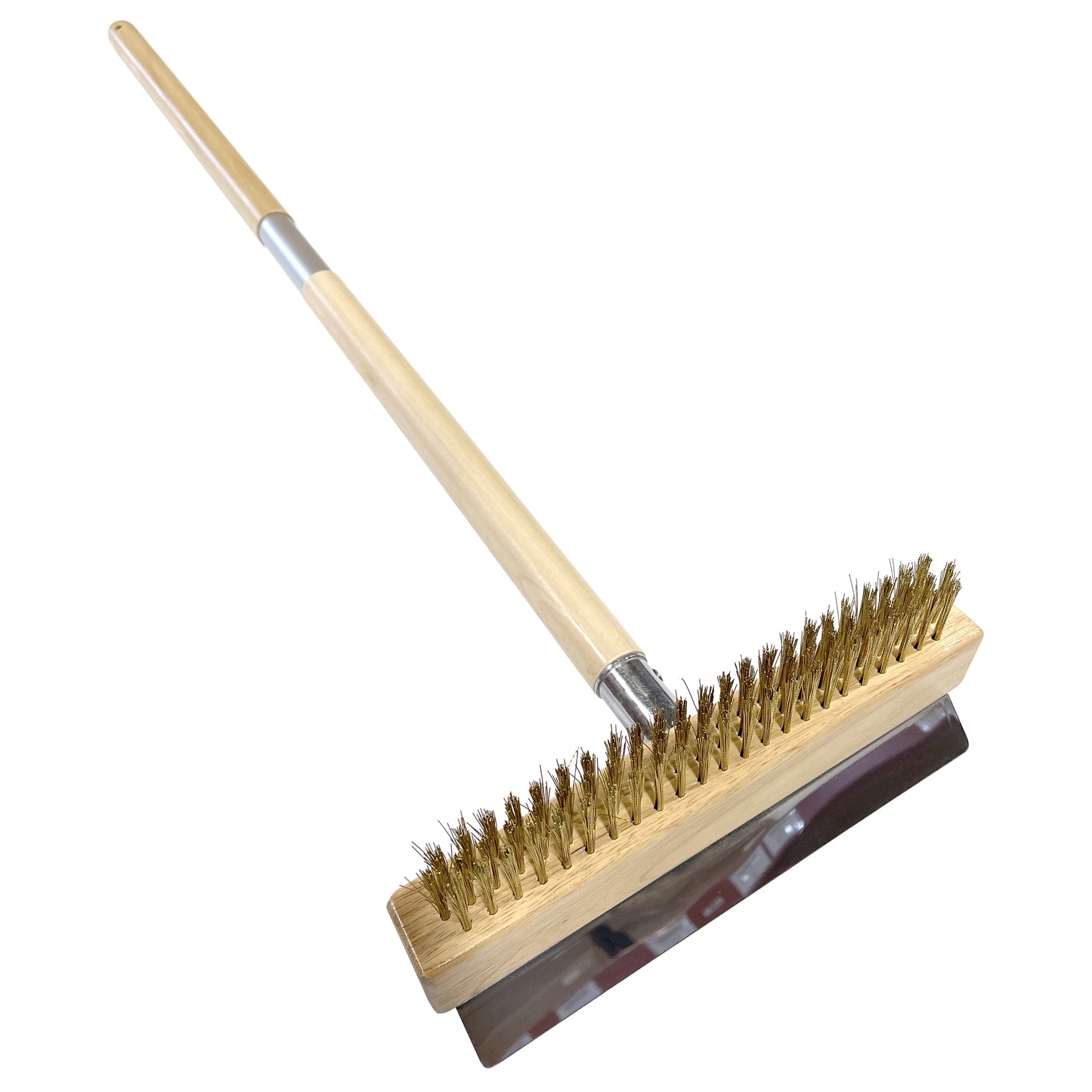 36” Wooden Handle Pizza Oven Brush w/Stainless Scraper